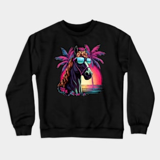 Retro Wave Appaloosa Horse Good Vibes Crewneck Sweatshirt